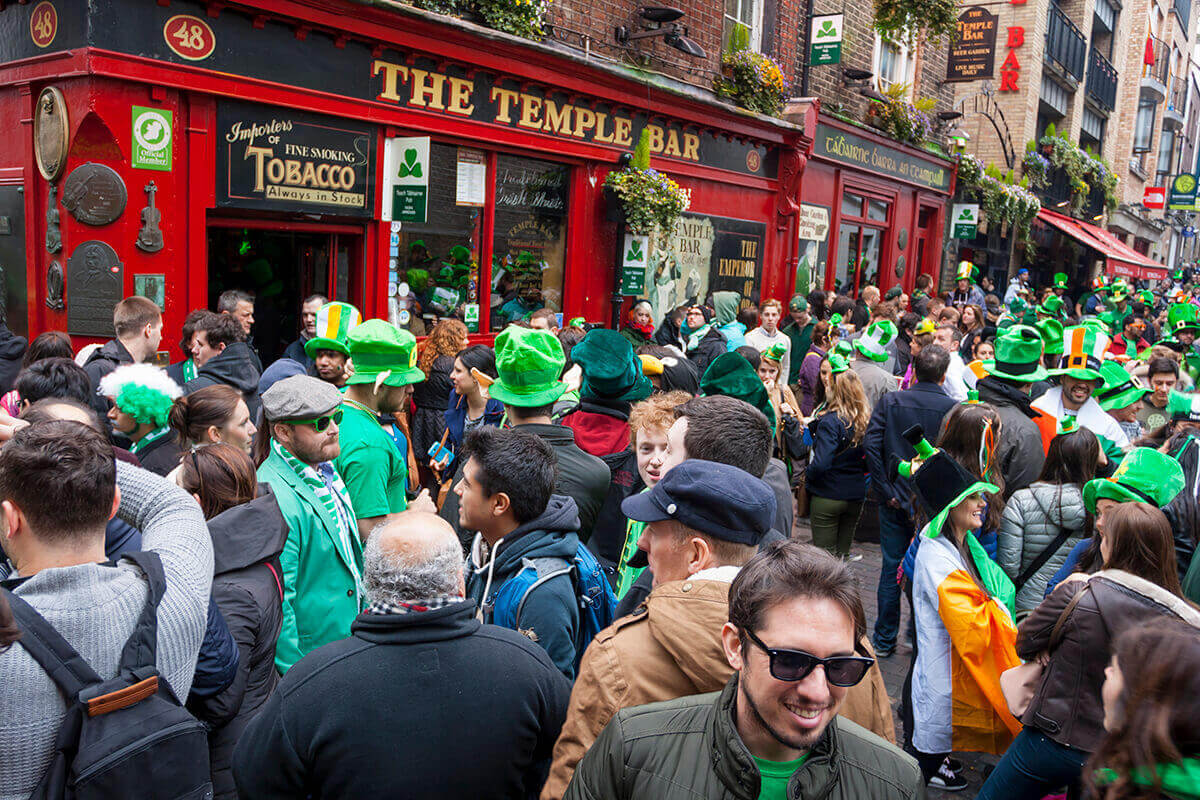 People outside Irish bar