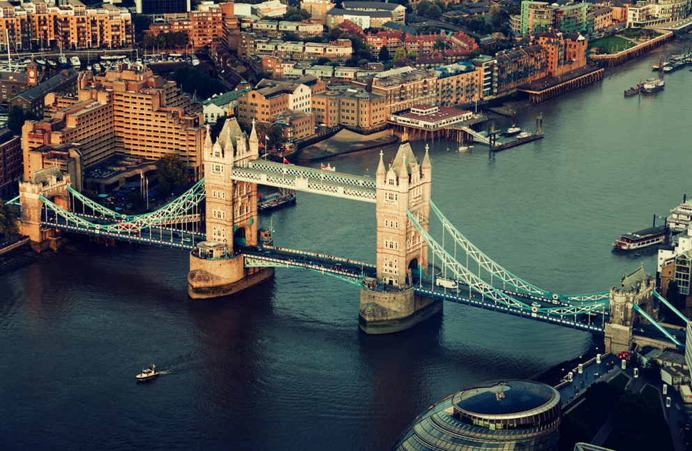 London tower bridge aerial
