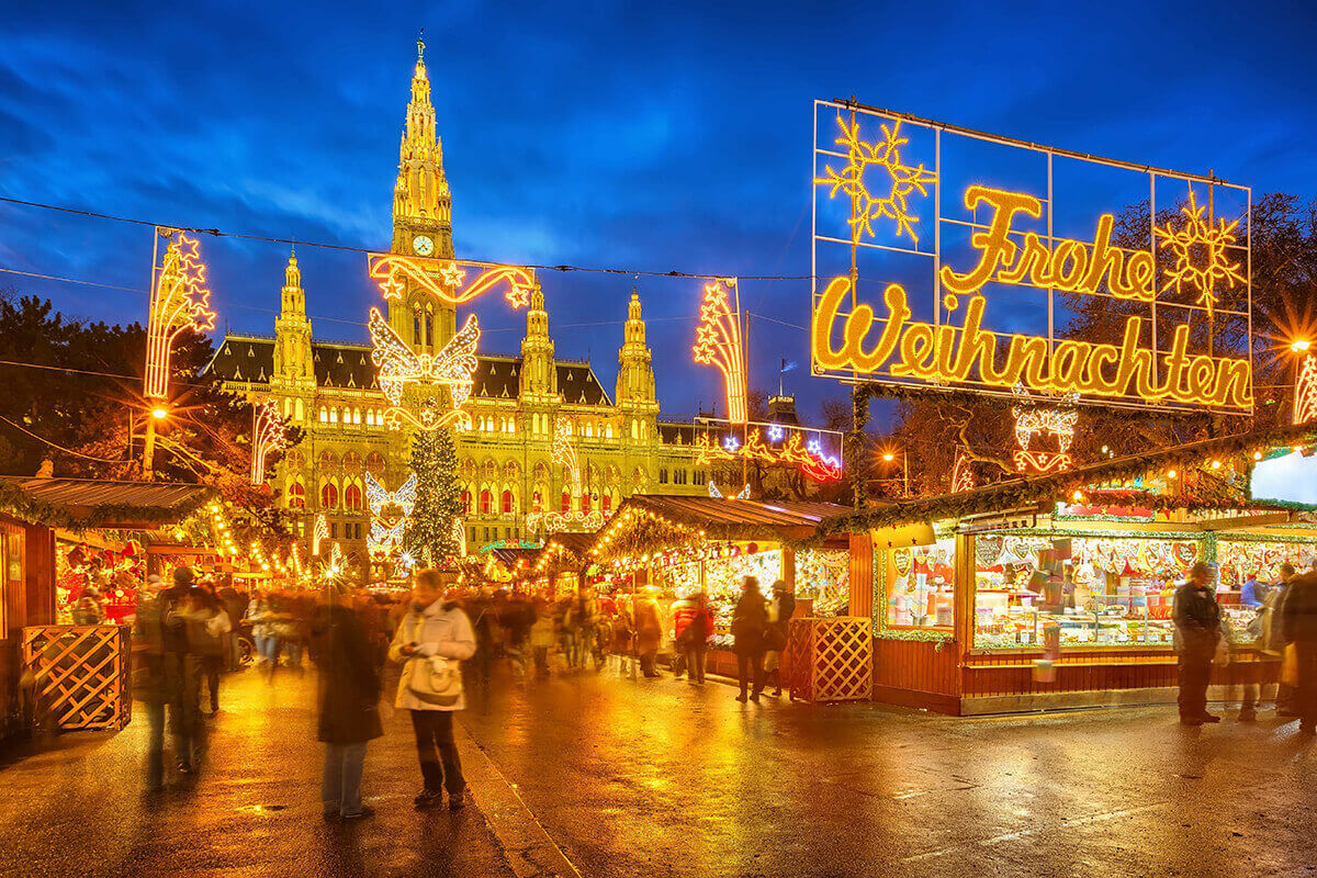 Vienna Christmas market night lights