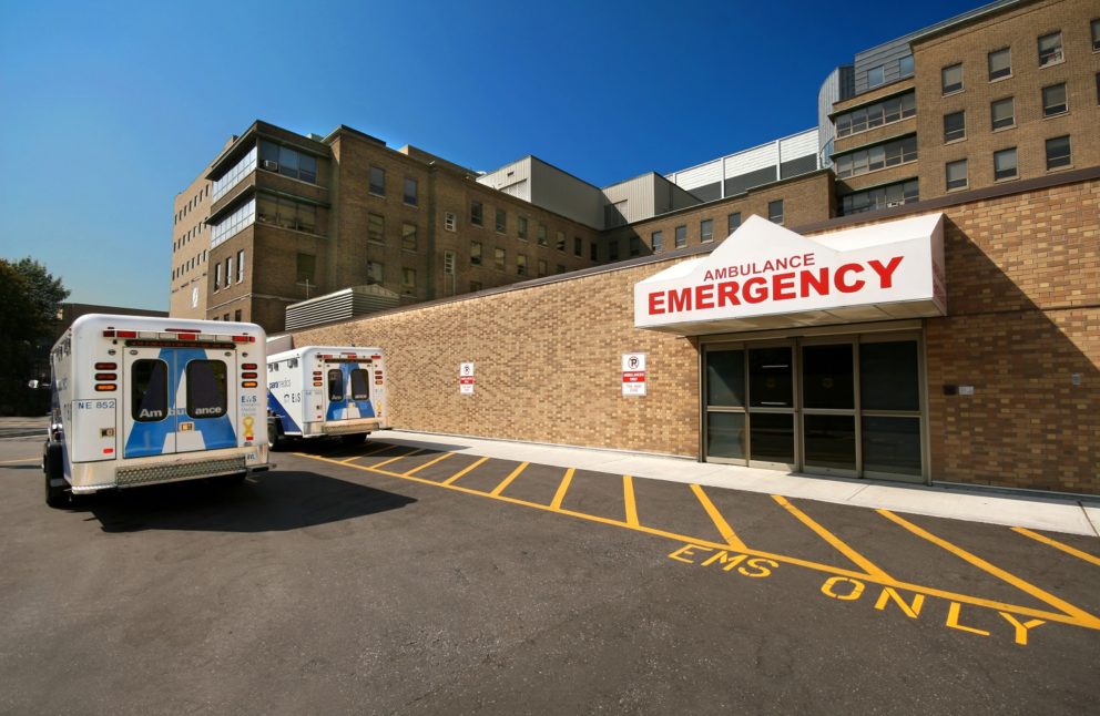hospital with two ambulances